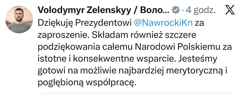 Podziękował Polakom, po raz 20 któryś. Czy wszystkie nacjonalistyczne środowiska usatysfakcjonowane❓Czy wszyscy niedowartościowani „patrioci” zaspokoili swoją żądzę atencji❓Teraz skończy się proruski spin o niewdzięczności. Racja❓No chyba że to wszystko to był tylko pretekst.