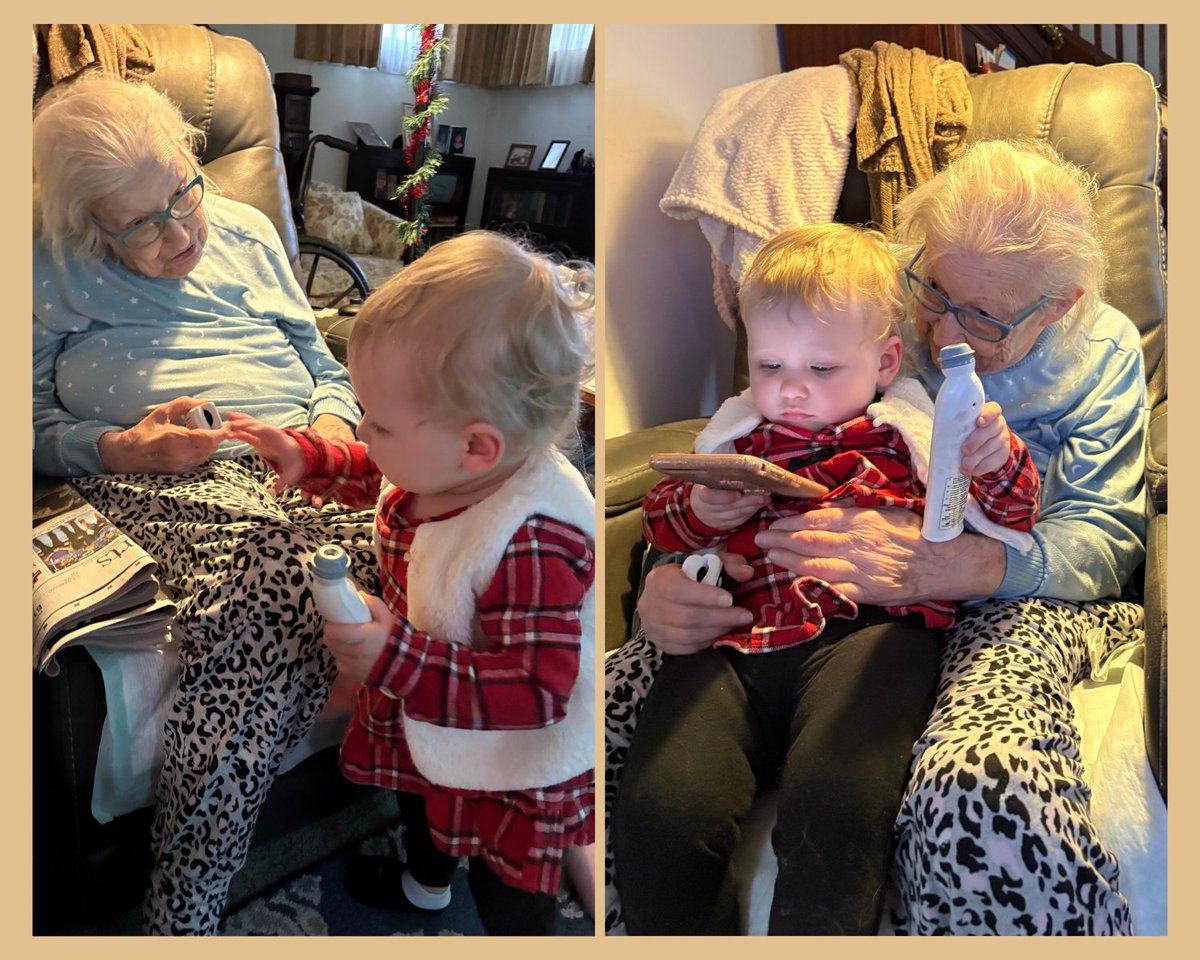 RN DO Kelly Bryarley (Steubenville, OH) introduced her granddaughter to one of her long-time patients, brightening the patient's day this Christmas season! #tistheseason #holidayjoy