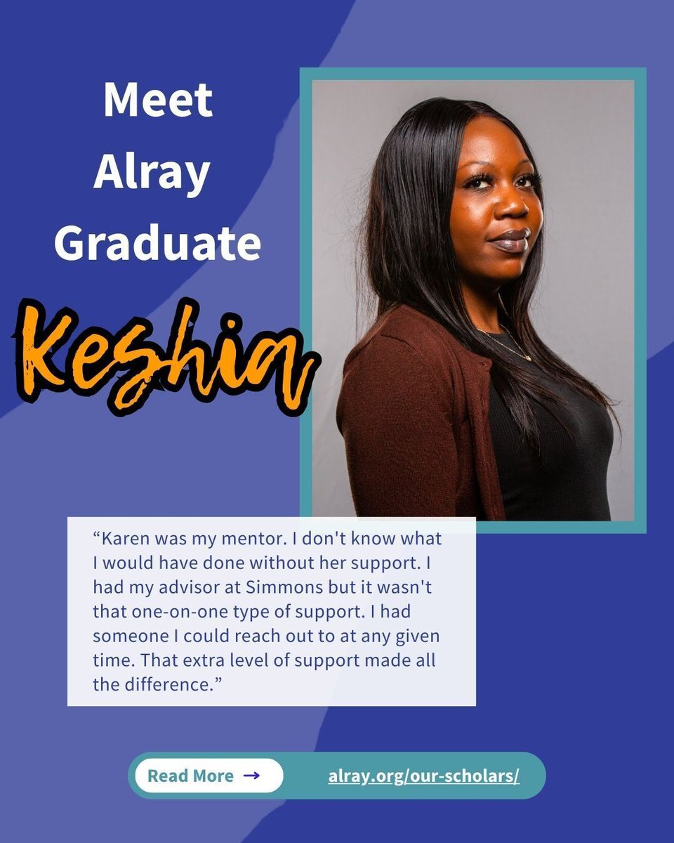 Meet Keshia, an Alray graduate whose dedication to helping others has been with her long before college.💛

Read her full story here: alray.org/meet-alray-gra… 

#GraduateSuccess #MentorshipMatters #PayItForward #CollegeSuccess