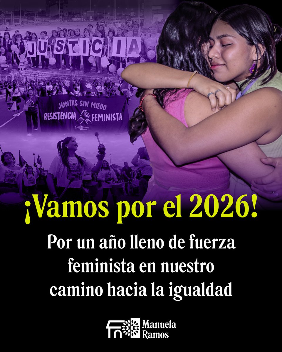 ManuelaRamos's tweet image. Son tiempos difíciles para nuestros derechos 🚨, pero no bajaremos los brazos, seguiremos luchando por construir un país con justicia, dignidad y democracia real para todxs ✊🏾. Por un 2026 lleno de fuega feminista y sororidad en nuestro camino a la igualdad 💜 #JuntasSinMiedo