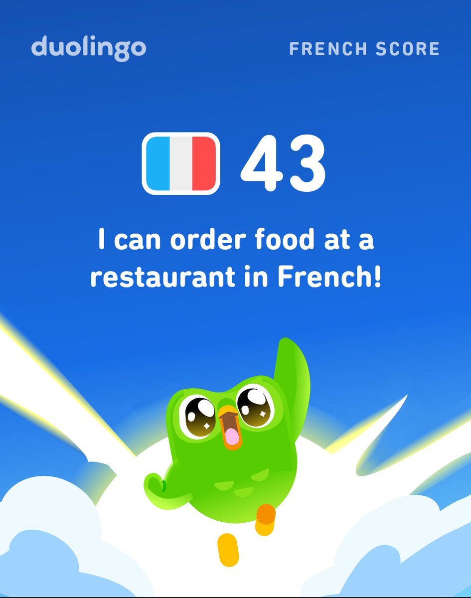 My Duolingo French Score is 43!