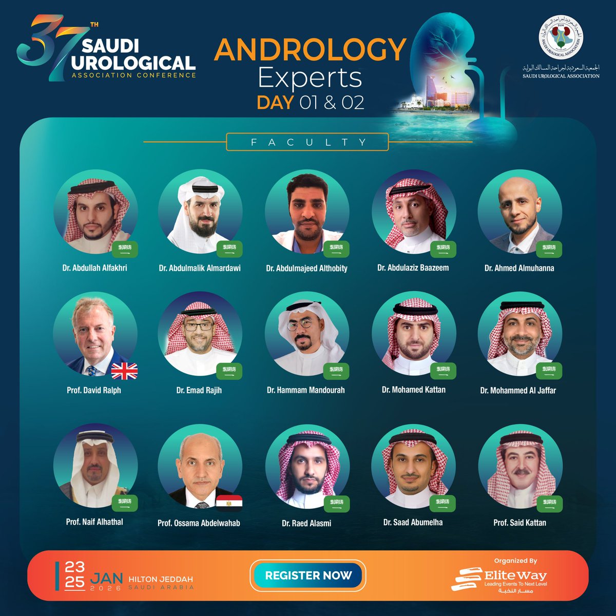 Two powerful days with leading regional and international experts in Andrology .

<a href="/drnaifalhathal/">ا.د.نايف الهذال</a> 
<a href="/DrAbdullah00/">د. عبدالله الفاخري</a> 
<a href="/AAlmardawi/">Dr.Abdulmalik Almardawi د.عبدالملك المرداوي</a> 
<a href="/Hammam_mando/">Dr. Hammam Mandourah</a> 
<a href="/A_Baazeem/">Abdulaziz Baazeem</a> 
<a href="/Ahmed_andrology/">Ahmed Almuhanna|أحمد المهناء 🇸🇦</a> 
<a href="/abdulmajed85/">Abdulmajeed Althobity عبدالمجيد الثبيتي</a> 
<a href="/DrMohamedKattan/">د. محمد سعيد قطان</a> 
<a href="/RAED_MD/">د. رائـد العاصمي</a> 
<a href="/SM_Abumelha/">Dr. Saad M Abumelha د. سعد محمد أبوملحه</a> 

👉 Register now: suac-sa.com/registration/