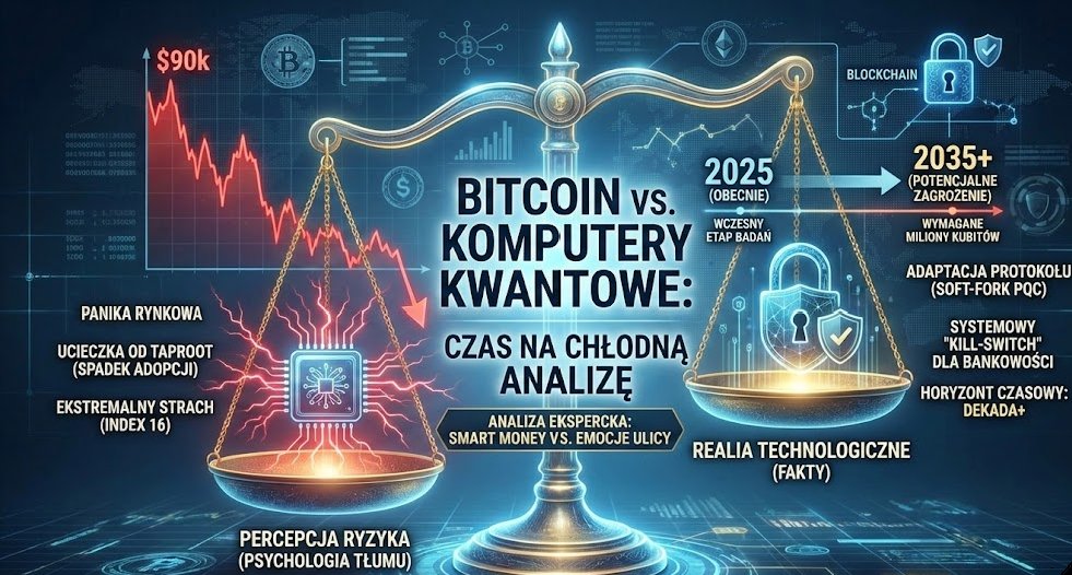BITCOIN VS. KOMPUTERY KWANTOWE: CZY TO KONIEC BEZPIECZEŃSTWA? 💻⛓️

Rynek krypto znajduje się dziś w strefie ekstremalnego strachu po gwałtownym odrzuceniu Bitcoina od poziomu 90k. Jednak to nie wykresy budzą największe emocje, a powracający jak bumerang FUD dotyczący komputerów