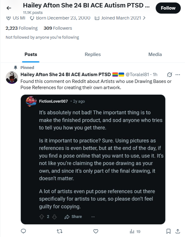 Hi_LoveWinner's tweet photo. @1__1nk_1 Btw some fresh stuff. She tries to justify her tracing unskilled ass because other artist don't accept her cause she literally can't draw without tracing pose base, like, if you'll pick her random "art" and open Pinterest, you would find an original post in 5 sec. https://t.co/gKai1l6vei
