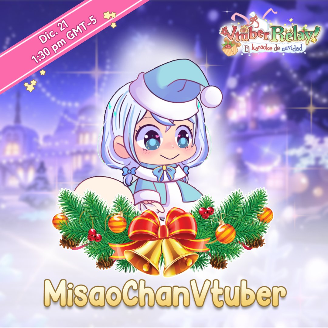 Estaré participando en el Karaoke Relay de <a href="/Monoko_Lonkard/">✧𝑴𝒐𝒏𝒐𝒌𝒐 𝑳𝒐𝒏𝒌𝒂𝒓𝒅✧✨🍃</a>  con muchos lindos y talentosos vtubers ⭐ acompañenos a celebrar una de las fechas más esperadas y mágicas del año: la Navidaaaaad 🎄🎁☃️esta vez será en Twitch 💜Vamo0o0o0os ✨
