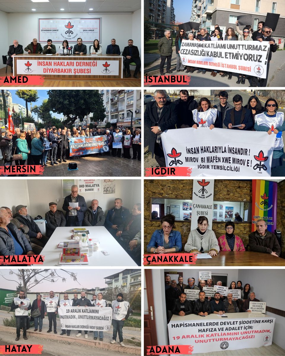 ihdgenelmerkez's tweet photo. Hayata Dönüş Katliamı’nın 25. yılında bir kez daha haykırıyoruz;

19 Aralık Katliamı’nı unutmayacağız, unutturmayacağız.

Hapishanelerde yaşanan tüm hak ihlallerine karşı durmaya, mahpuslar ile dayanışmaya ve mücadelemizi kararlılıkla sürdürmeye devam edeceğiz.

Yaşasın insan hakları mücadelemiz!