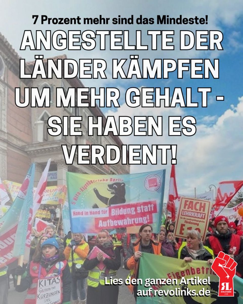 RevLinke's tweet image. 📣Neu auf revolinks.de📣

Angestellte der Länder kämpfen um mehr #Gehalt - sie haben es verdient!

Eine betroffene Pflegekraft schreibt auf RevoLinks.de darüber, wo das #Geld steckt, das sie uns verweigern: revolinks.de/index.php/2025…