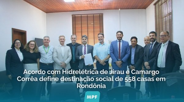 Acordo histórico ⚖️ garantiu a destinação social de 558 casas 🏘️ em Nova Mutum-Paraná, após mais de dez anos de disputas.

Assinado em 16/12/2025 ✍️ pelo MPF, MPRO , DPU , Ibama, Prefeitura de Porto Velho, Camargo Corrêa e Jirau Energia S.A.

Saiba mais: mpf.mp.br/ro/sala-de-imp…