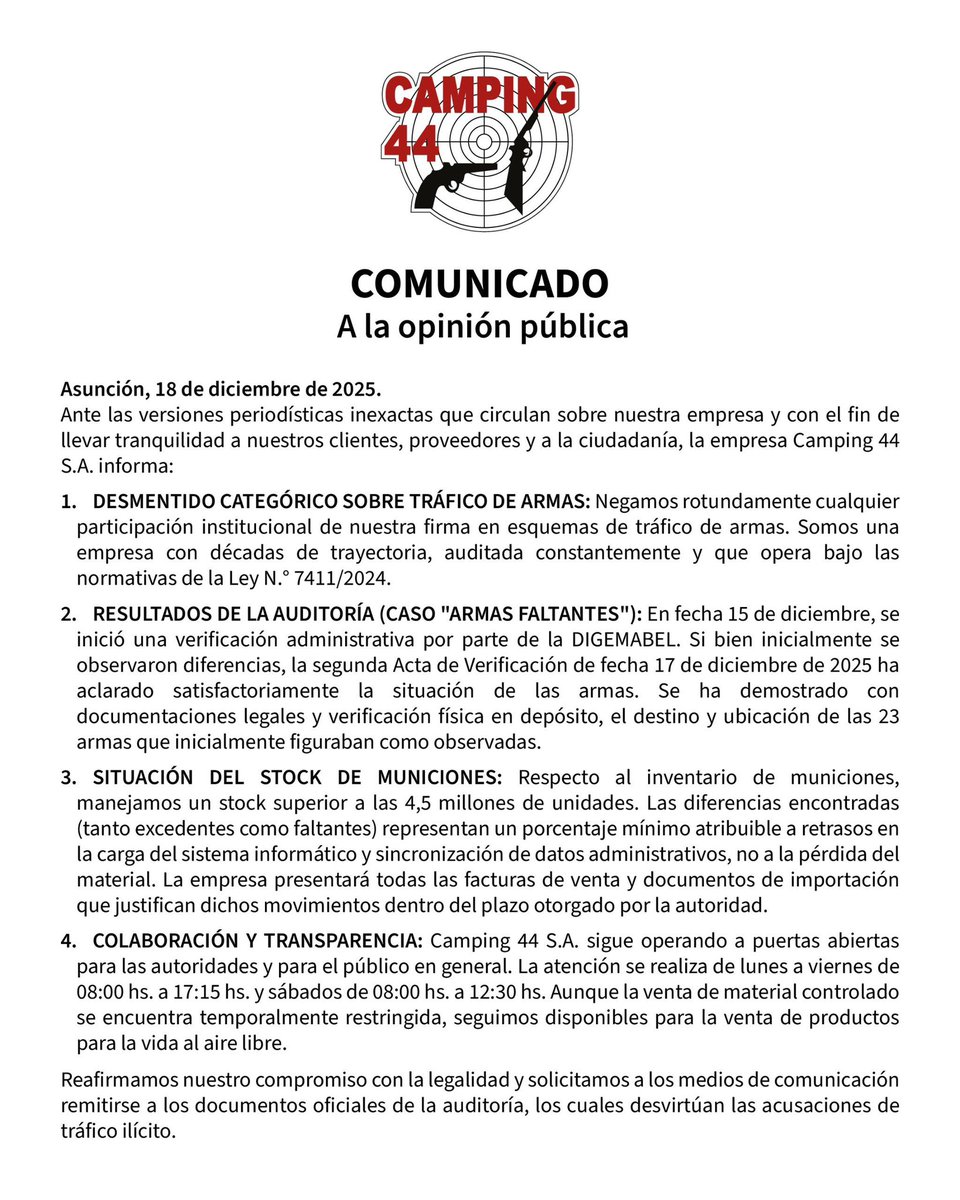 camping44's tweet image. Nuevo comunicado a la opinión pública.