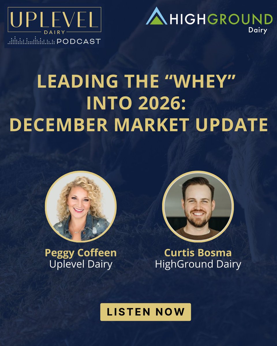 New episode of the Uplevel Dairy Podcast is live!🎙️Hear HighGround Dairy’s Curtis Bosma share timely market insights and margin management takeaways.

🎧 Listen here: hubs.ly/Q03YLtfF0

#DairyMarkets #MilkPrices #HighGroundDairy #RiskManagement #DRP #Dairy #UplevelDairy