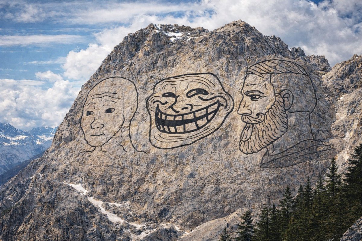 <a href="/Clark10x/">Clark 🆓</a> There are 3 I can think of that everyone should be positioning in. All are relevant to one another and equally viral. Fade the Mt. Rushmore of memes at your own risk. Free will? Conviction? Yes.

$Yeschad

$Wojak $Troll