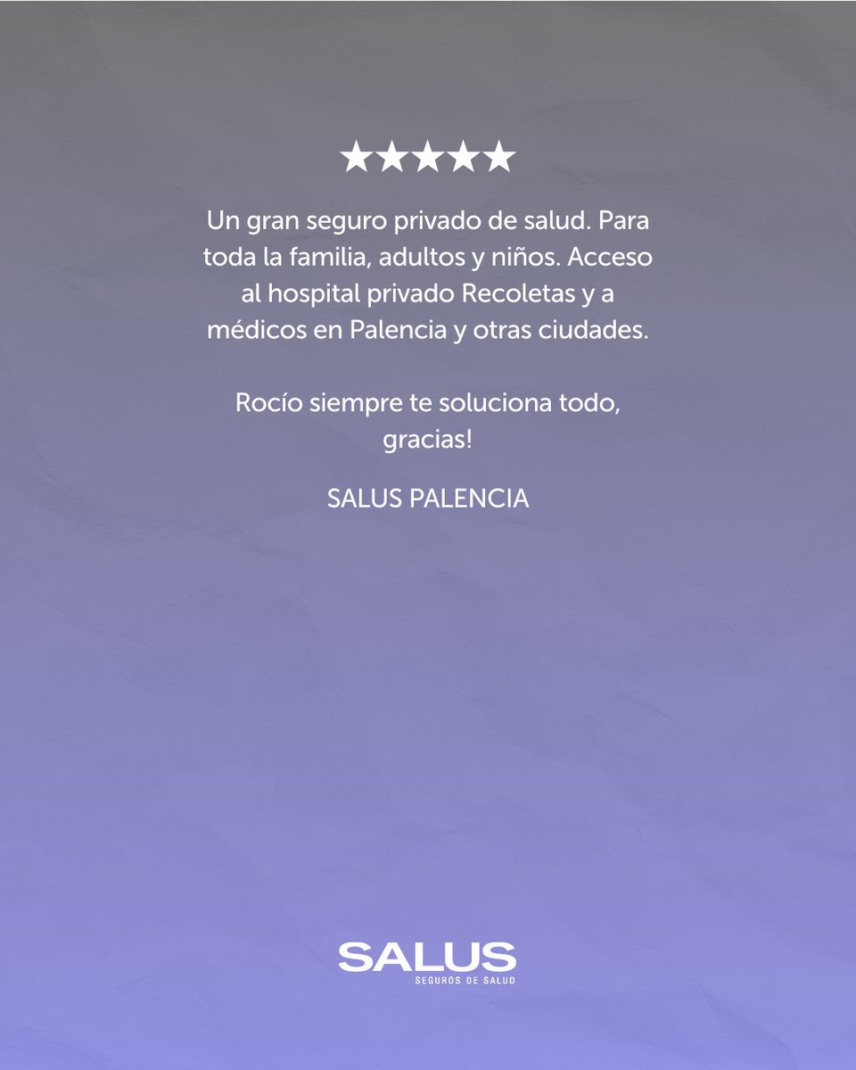Cada reseña refleja lo que somos en Salus: atención cercana, profesional y personalizada 💙

Gracias por vuestra confianza ✨

#Salus #OpinionesReales #AtenciónPersonalizada #Confianza