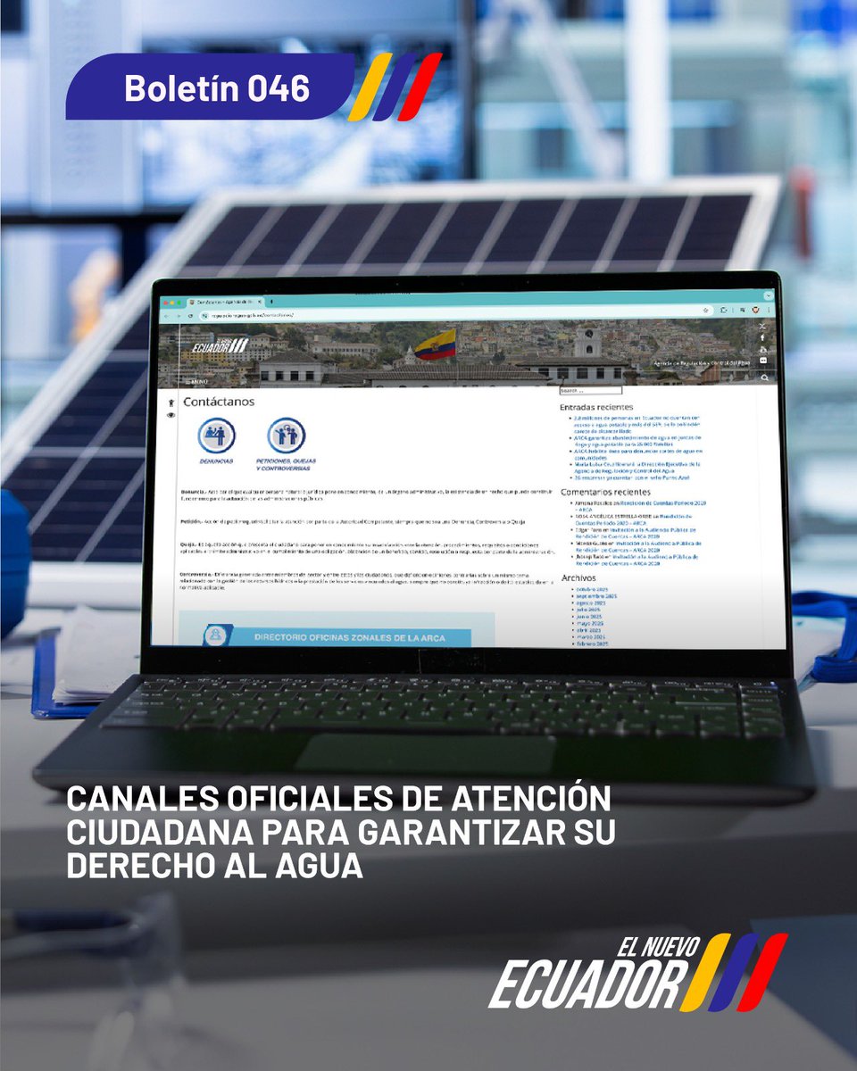 Les recordamos  los canales oficiales de atención ciudadana para consultas y denuncias sobre el servicio de agua.
Tu participación es clave para garantizar este derecho. 💧

Míralos aquí 👉 regulacionagua.gob.ec/canales-oficia…
