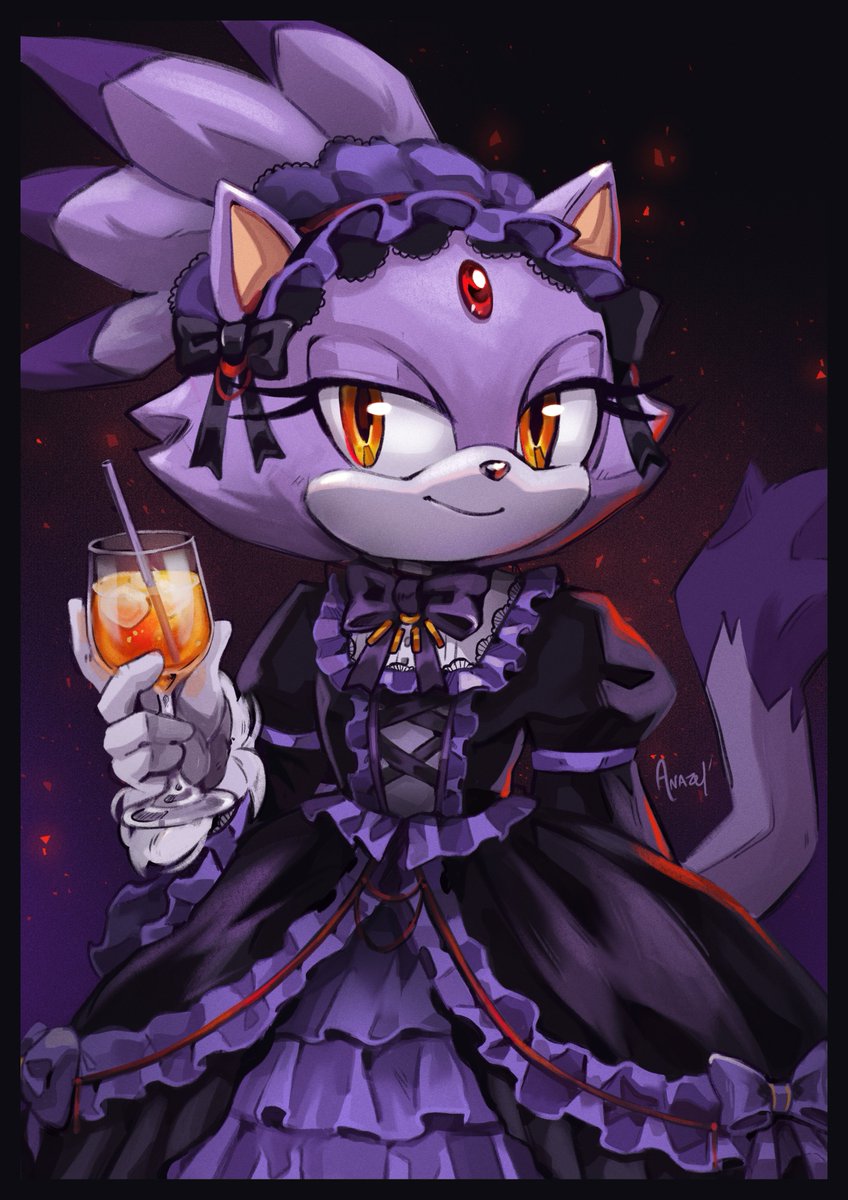 After Shadow, it's Blaze turn to get a gothic lolita ouftit! 
With a Sol Empire themed cocktail