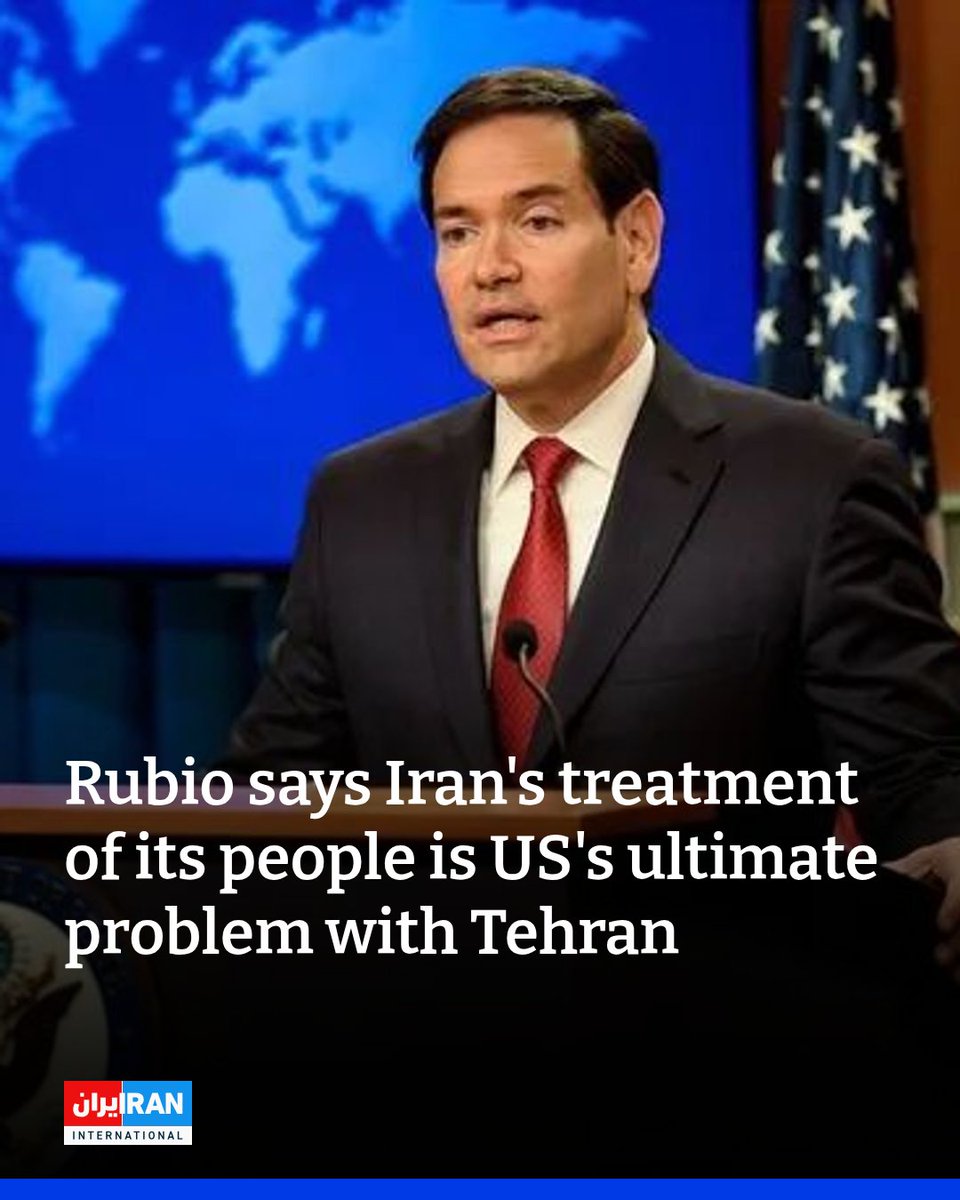 IranIntl_En's tweet image. "Our problem with the Iranian regime... obviously, it's predominantly their desire to acquire nuclear weapons, their sponsorship of terrorism, but it's ultimately the treatment of their own people," US State Secretary Marco Rubio told reporters.
"I know of no nation on Earth…
