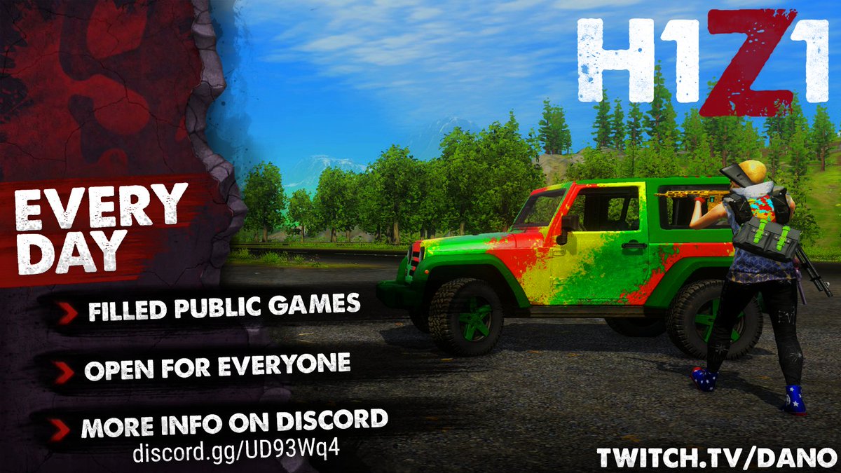 It's that time of the year again!
Running games for people who have been in the mood for H1Z1.

❗️For more info join: discord.gg/UD93Wq4

❗️Live daily for games: twitch.tv/dano