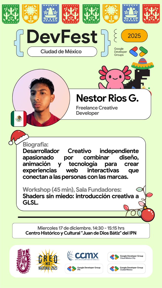 nestorrig's tweet photo. Lines shader with wobble effect now available in Codepen.
Link: https://t.co/KycJHAb1se
Demo for my talk in GDG DevFest CDMX 2025
@threejs @CodePen @gdgcdmx @GDGIPN
#creativecoding #webgl #threejs #glsl #shaders #digitalart #javascript #computeart #DevFestCDMX2025 #GDG https://t.co/CHl9Ctm6Jj