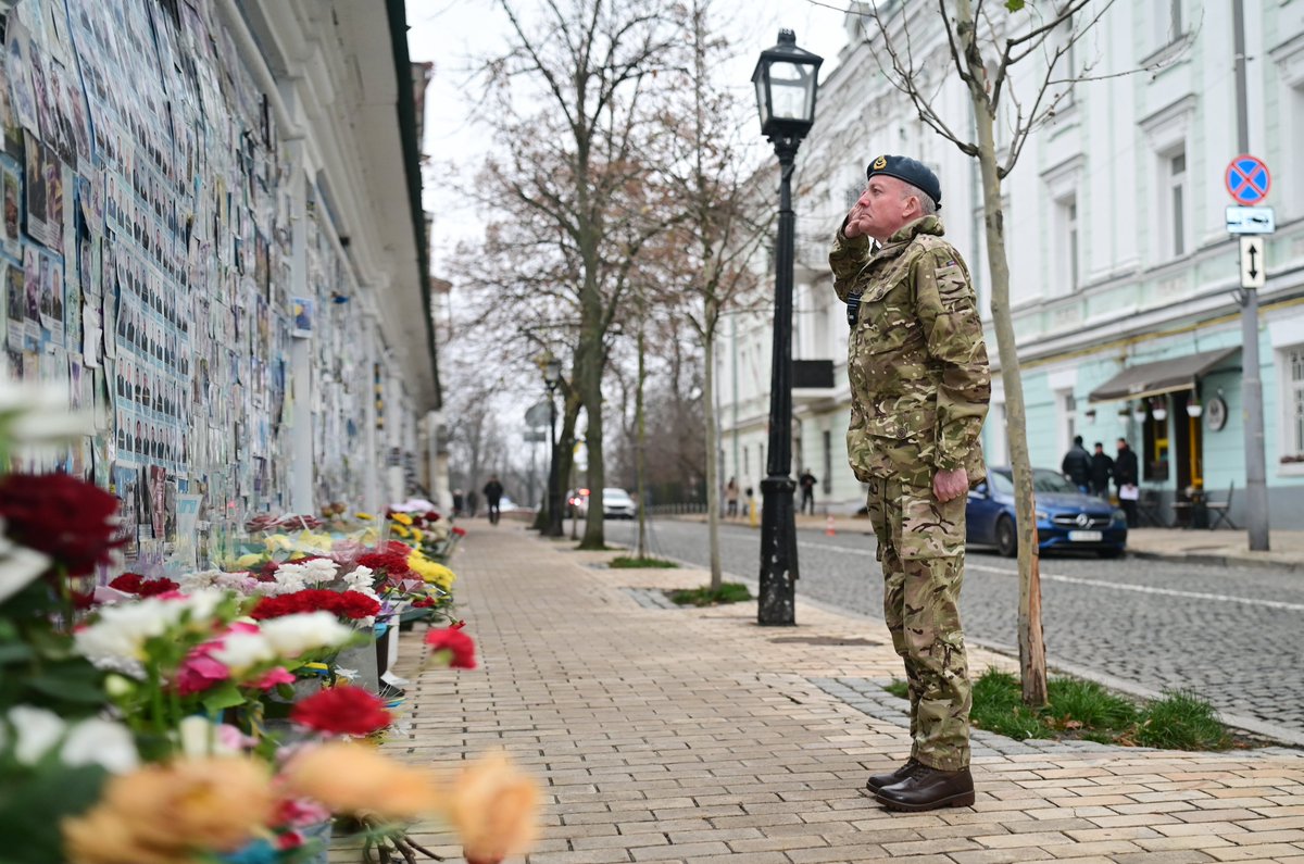 BowesChay's tweet image. The head of the British Army is in Kiev saluting a wall full of dead Ukrainians. 

He wants your children and husbands on the wall too. 

What do you say?