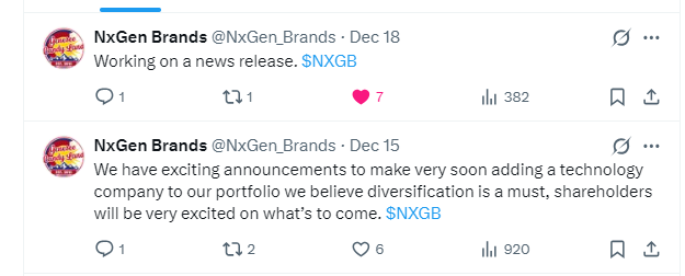 $NXGB took some 224M dtc float and these tweets about an acquisition