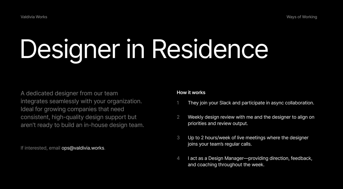 Over the last 2.5 years of fractional work, I’ve developed a second way to work with me called Desig