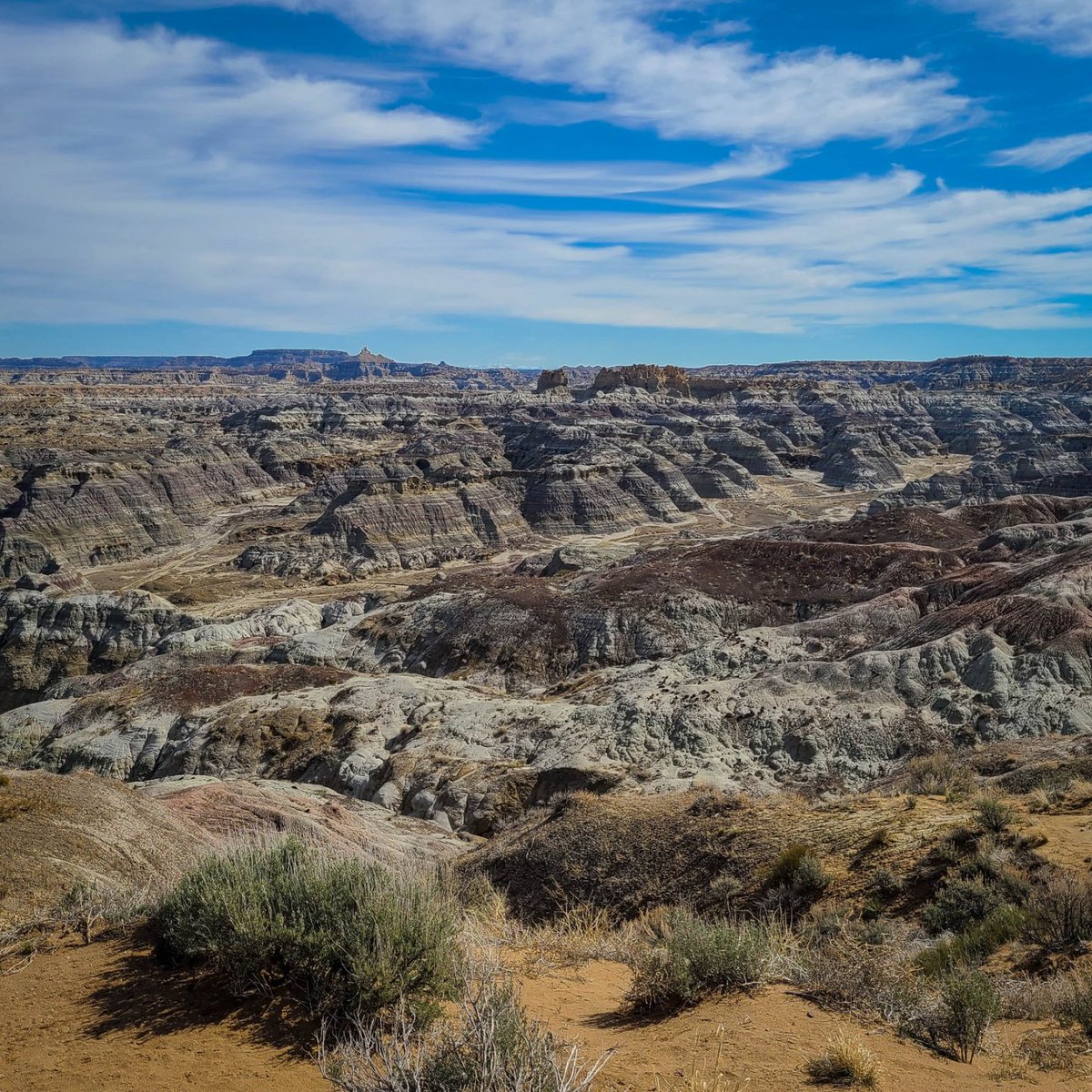 505Nomad's tweet image. The Angel Peak Badlands, near Bloomfield, New Mexico. It is a stark and stunning landscape of colorful, eroded rock formations and canyons surrounding 7,000-foot Angel Peak.

#travel #hiking #daytrip #roadtrip #NewMexico #nature #OptOutside