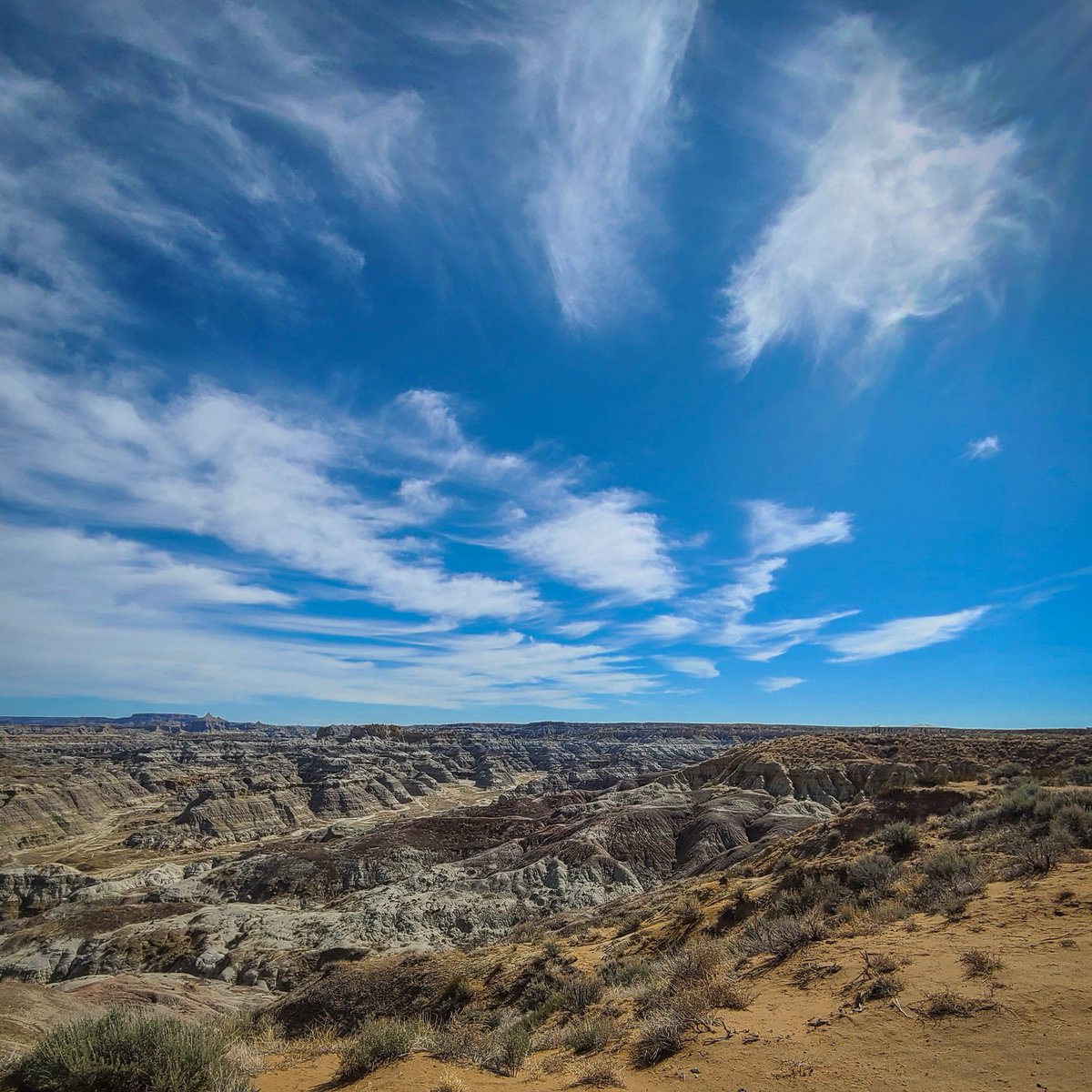 505Nomad's tweet image. The Angel Peak Badlands, near Bloomfield, New Mexico. It is a stark and stunning landscape of colorful, eroded rock formations and canyons surrounding 7,000-foot Angel Peak.

#travel #hiking #daytrip #roadtrip #NewMexico #nature #OptOutside