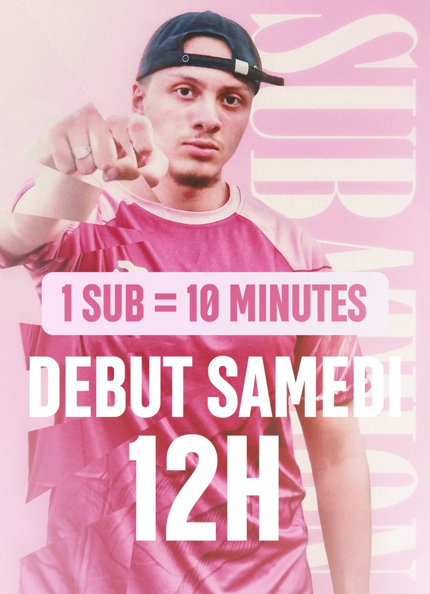JuniorLeJ_'s tweet image. 1 SUB = 10 MINUTES 🔥 

AUCUNE DATE LIMITE TANT QU'IL Y A DES SUBS JE CONTINUES 😆

RENDEZ VOUS DEMAIN A MIDI POUR UN SUBATHON REMPLI DE FOLIE 🎊🎀
