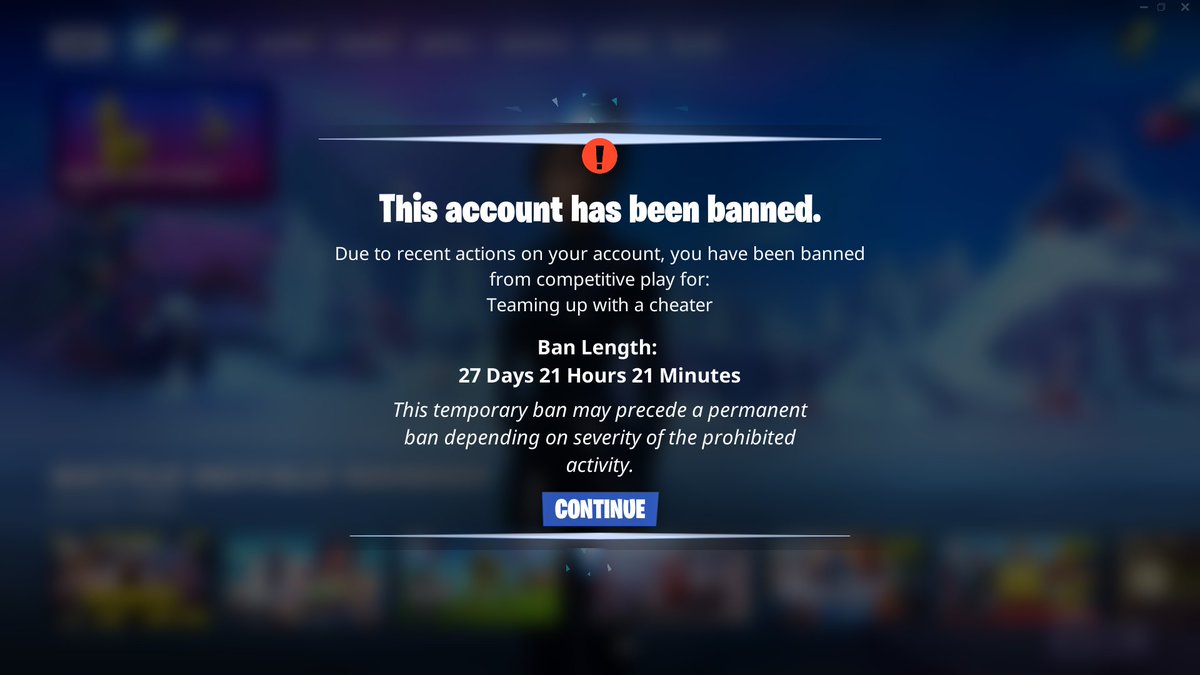 Je vien de me faire Ban pour un Crime que je n'ai pas commis 😭
can someone help me please <a href="/FNCompetitive/">Fortnite Competitive</a>