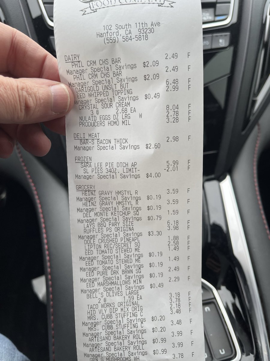 bcardcsr's tweet photo. Can’t tell me prices aren’t down.  Full Christmas dinner for eight, $150.00.
@realDonaldTrump @JDVance @FoxNews https://t.co/uinW7WZpvy