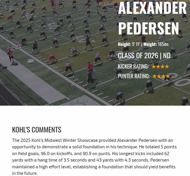 Alex Pedersen 4.5⭐️ K/p C/O 2026 5'10, 190lb tweet media
