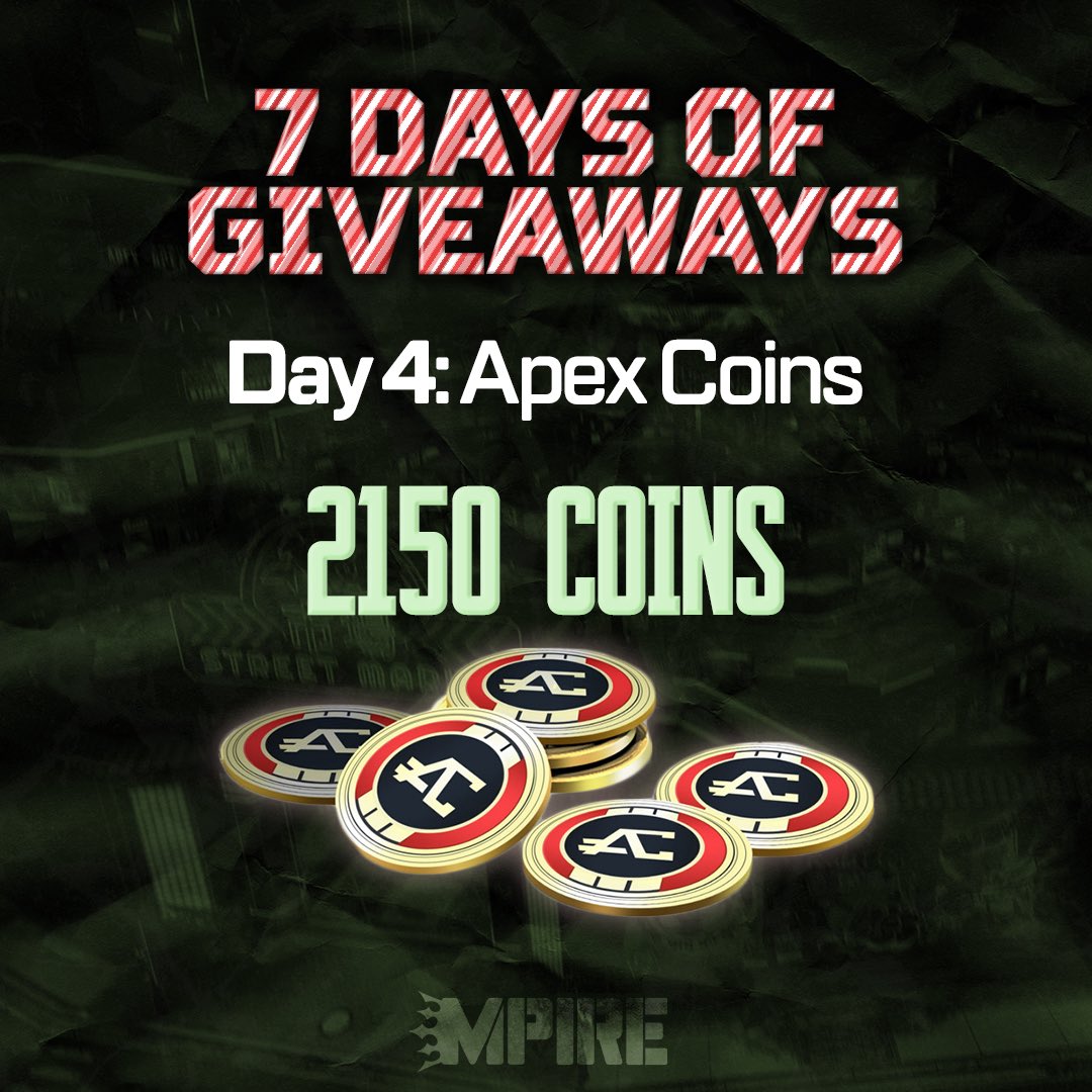 gaming_mpire's tweet image. For DAY 4 of our 7-Day Holiday Giveaways,

we're giving away MORE Apex Coins! 

2150 Coins💰 (PC only)

How to enter:
✅ Follow @gaming_mpire &amp;amp; @AppyJuiice 
💛 Like &amp;amp; Repost this tweet
👥 Tag 2 friends

Winner announced December 22nd 🗓️

#MPIRErising