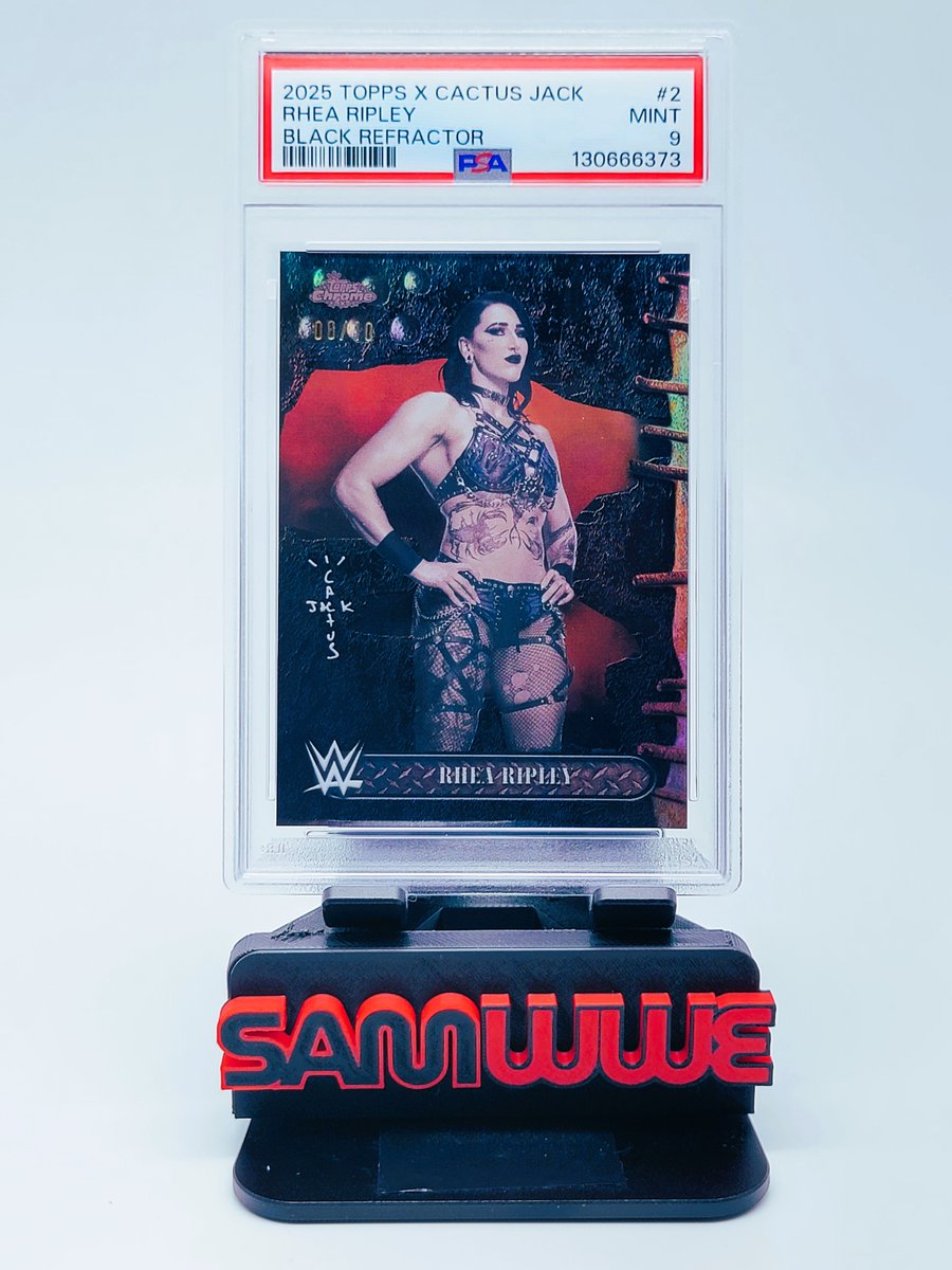 samwwesamwwe's tweet photo. Rhea Ripley
2025 WWE Topps Chrome Cactus Jack
Base
/10 Black Refractor
🔥PSA Mint 9🔥
#wwe #topps #rhearipley #rhea #ripley #cactus #jack #cactusjack #hobby #black #refractor #blackrefractor #mamicollection #pc
@RheaRipley_WWE
@Topps
@PSAcard
@FanaticsCollect
@WWE https://t.co/ikvhcoEg0f