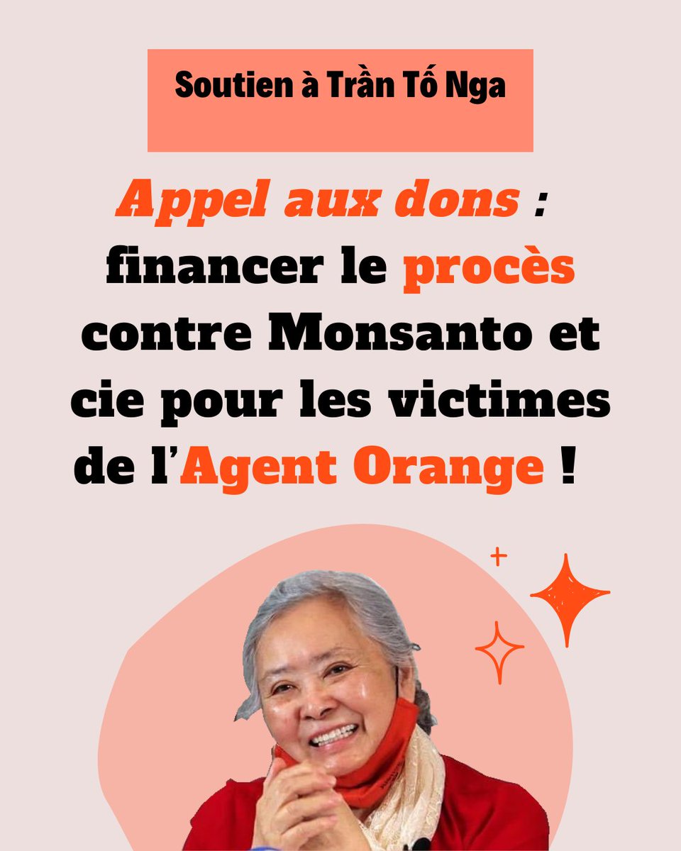 VietnamDioxine's tweet image. [Appel aux dons] J-11, aidez-nous à financer le procès de Trần Tố Nga contre Monsanto et cie pour les victimes de l’agent orange.

Son procès en Cassation contre 14 multinationales aurait lieu d’ici la fin de l’année 2026.

#JusticePourTranToNga

helloasso.com/associations/a…