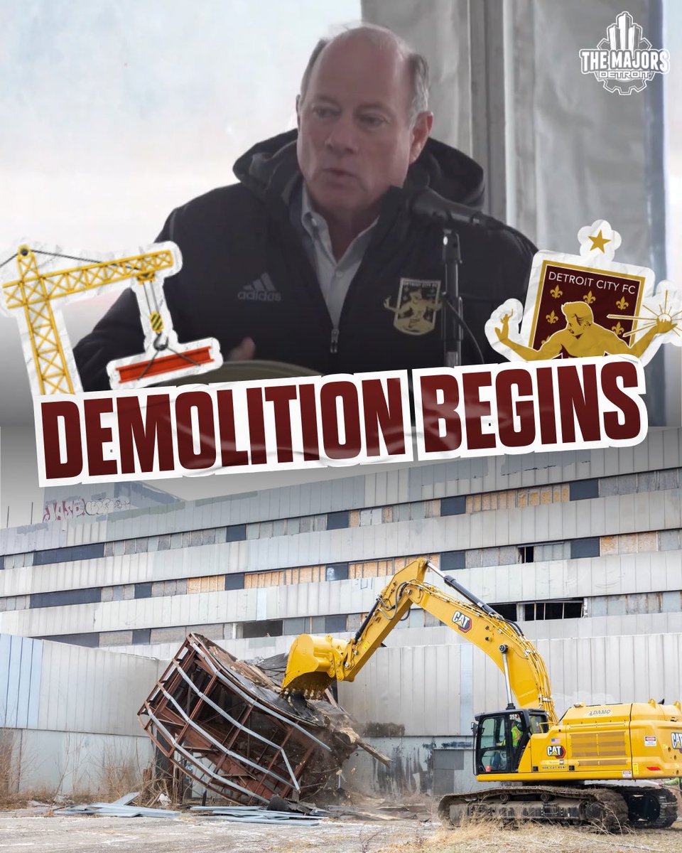 TMSNXDetroit's tweet image. Demolition has officially begun at the site of the old Southwest Detroit Hospital, where AlumniFi Field will be located—the new home of Detroit City FC, slated to open in time for the start of the 2027 USL Championship season.