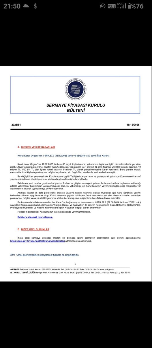 #TLY
Dün uzun uzun yazmıştık düzenleme gelmiş ve aynen bizim dedigimiz gibi olmuş öncekiler için sıkıntı yok yeni girisleri kisitlamislar ne dedik verilen hak alınmaz kanun geriye dönük çalışmaz hayırlı uğurlu olsun