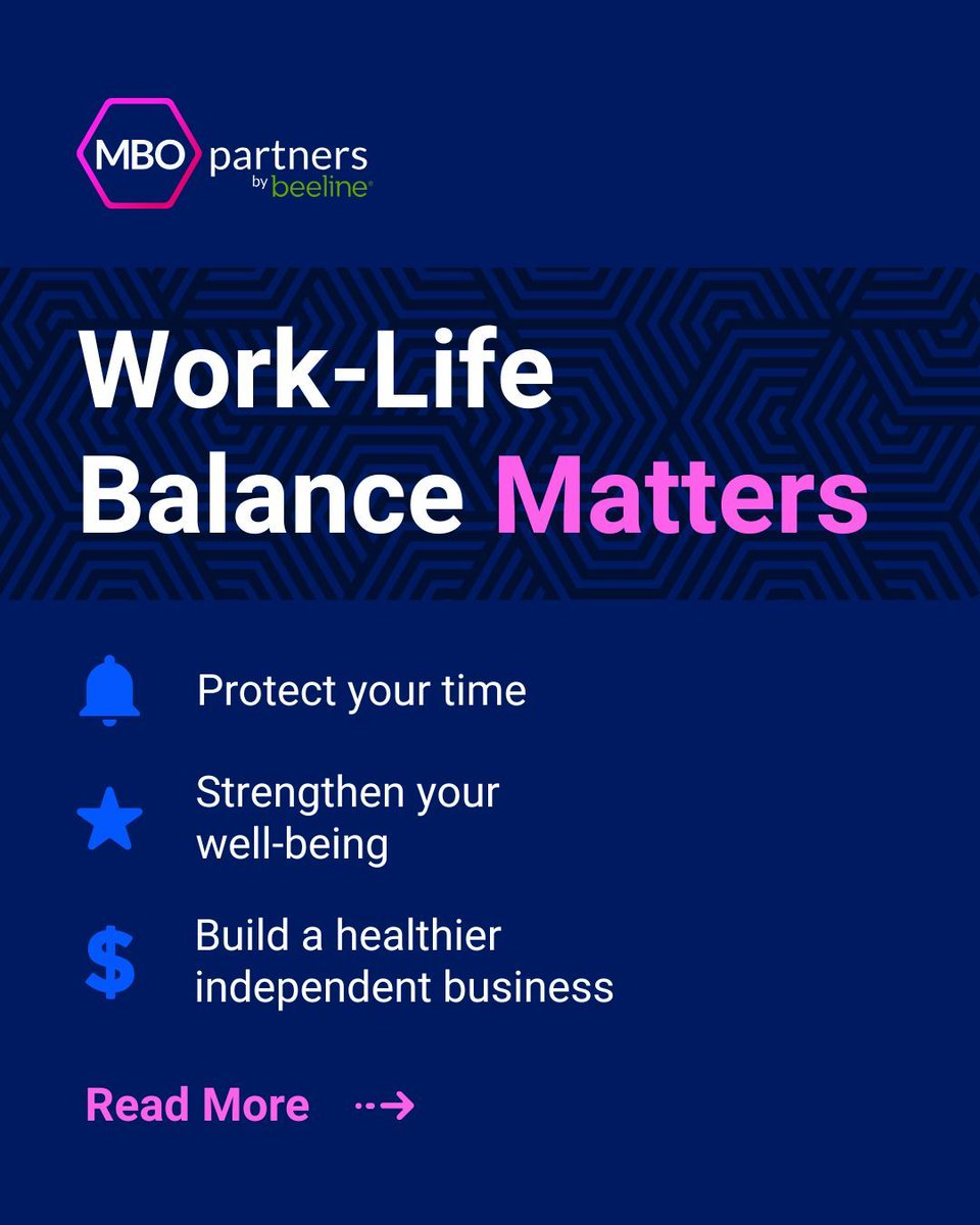Work-life balance strengthens focus and prevents burnout for independent professionals. 
Setting boundaries and establishing healthy routines can help independent individuals stay productive without burning out.
Learn more: mbopartners.com/blog/how-manag…

#IndependentProfessionals