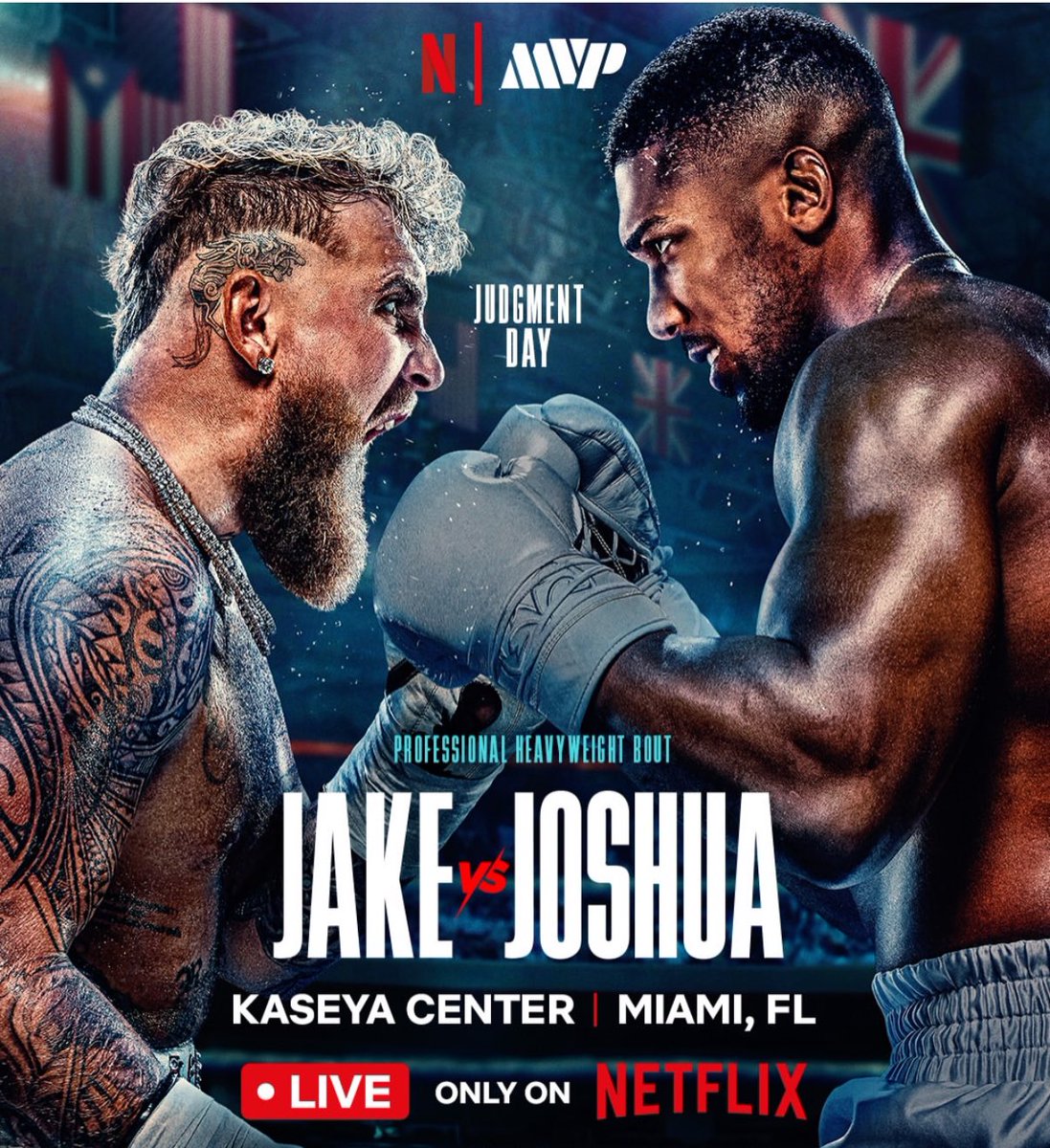 DiscussingFilm's tweet photo. Anthony Joshua vs Jake Paul is happening on Netflix today https://t.co/bZAhNtguRV