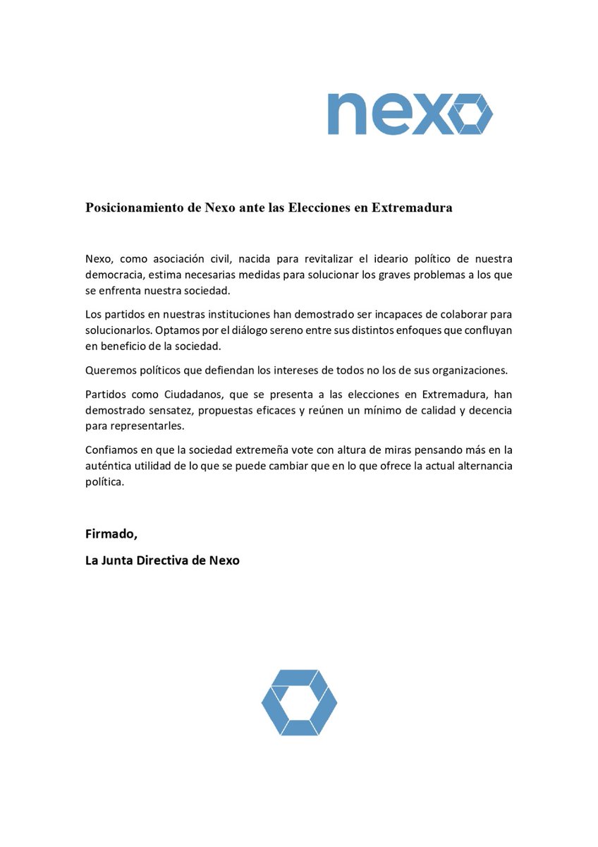 Para este fin de semana electoral, queremos transmitir todo nuestro apoyo a <a href="/CsExtremadura/">CS Extremadura</a> y <a href="/CiudadanosCs/">Ciudadanos 🇪🇸🇪🇺</a>. Un partido que es la alternativa perfecta, por su capacidad para hablar y sobretodo, por su interés en rebajar la polaridad.