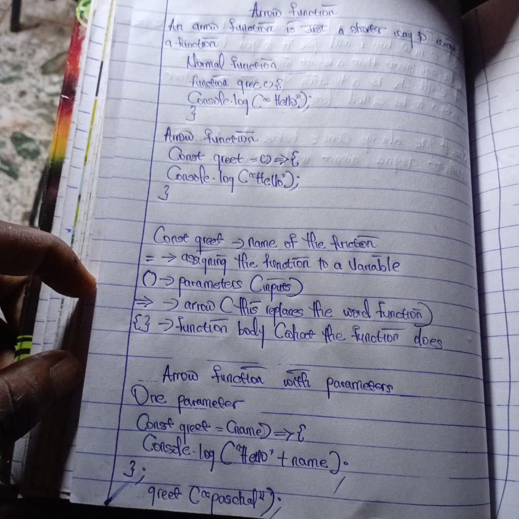 Oc_paschal_code's tweet photo. Day 65 Learning JavaScript. 
Continued from where I stopped yesterday while implementing async/await and discovered something interesting.
The code was using arrow functions, and that’s where my confusion started since I mostly use normal functions. https://t.co/M8ORrrtZI1