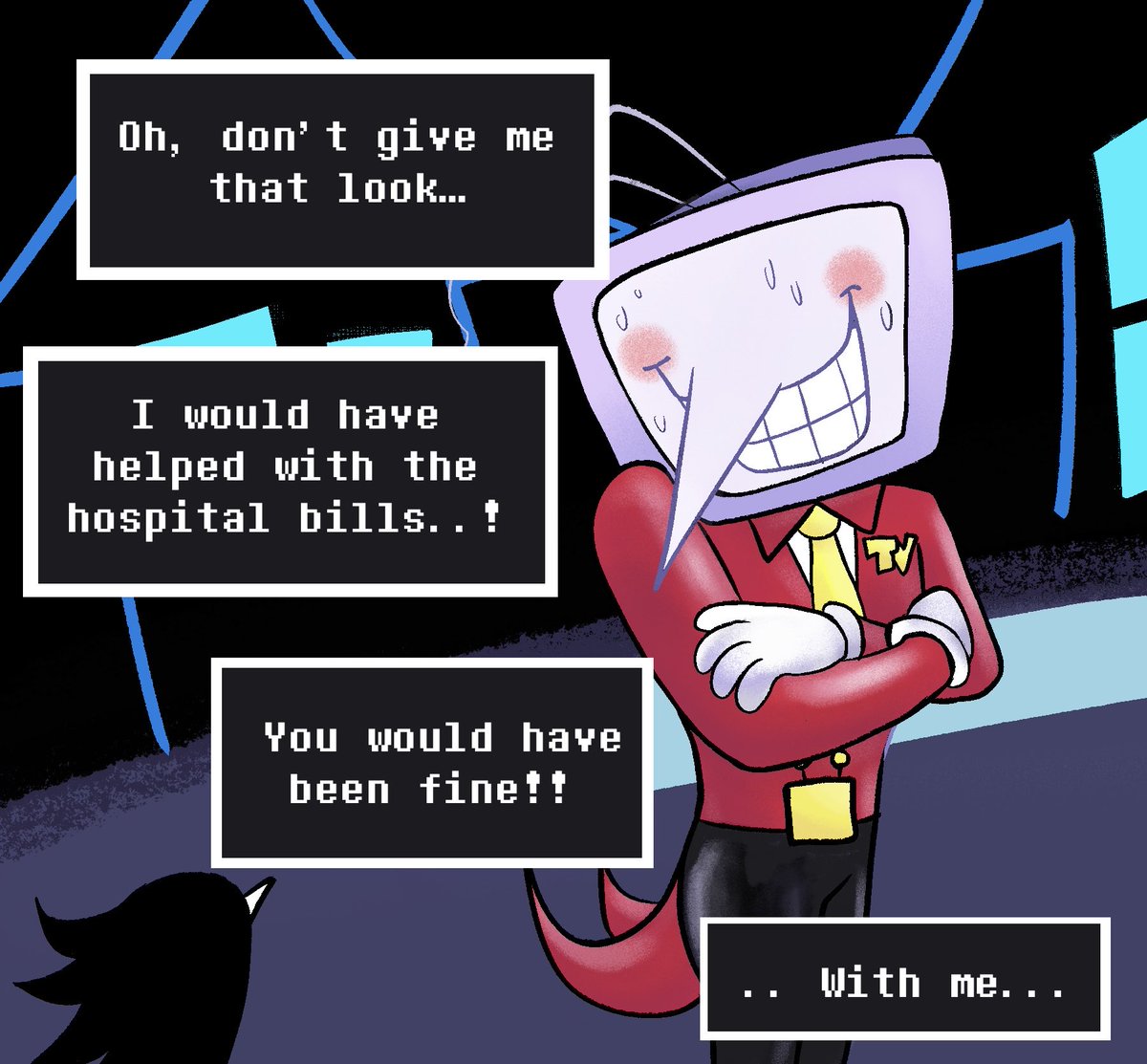 Toby saw everyone making Tenna the innocent, sweet one in his relationship with Spamton and said, “No… you’re shipping them wrong” #DELTARUNE #spamtenna