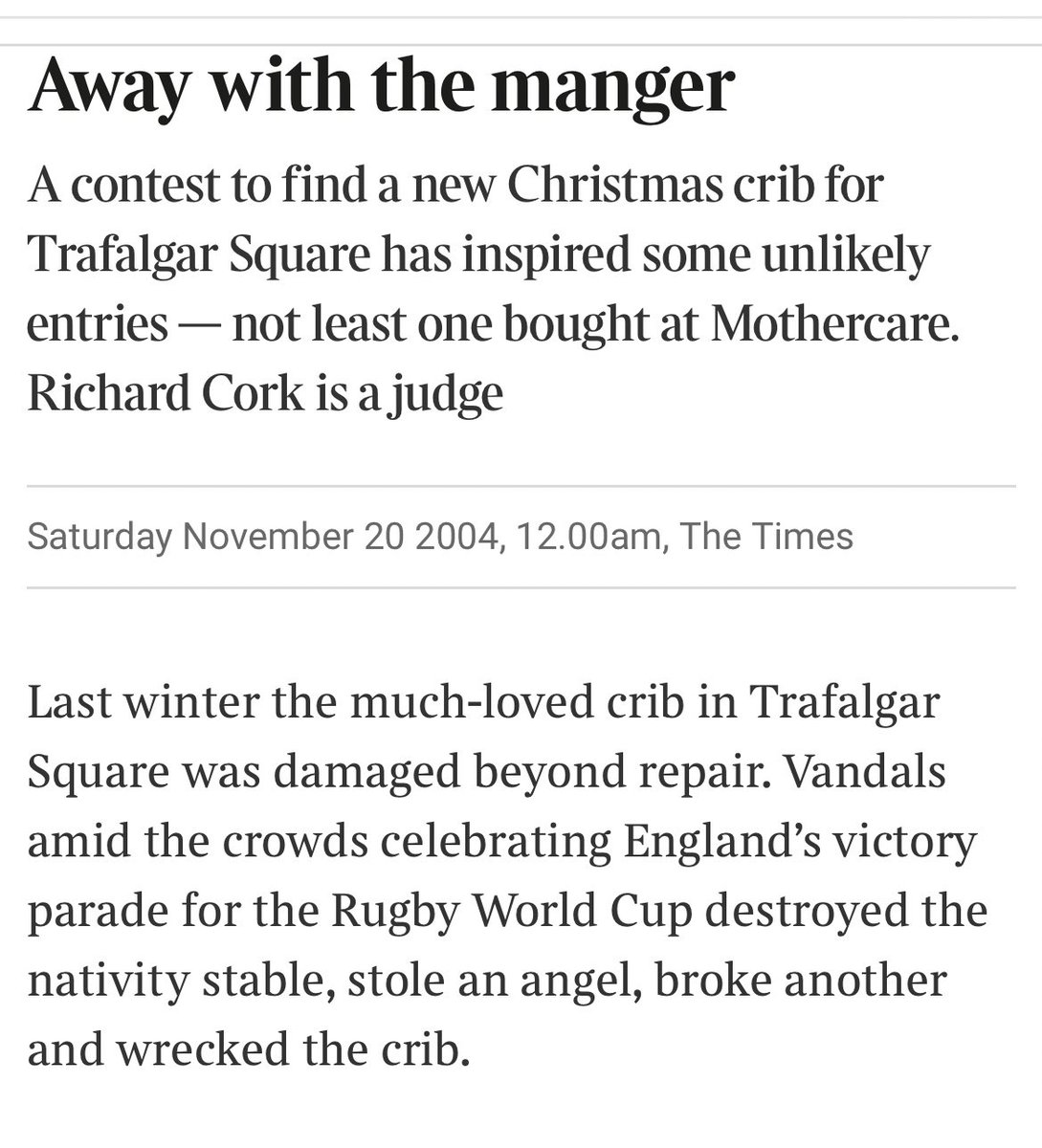 brianwhelanhack's tweet image. The irony here is - the "ugly" manger they're blaming on @MayorofLondon is actually the fault of drunken English rugby fans