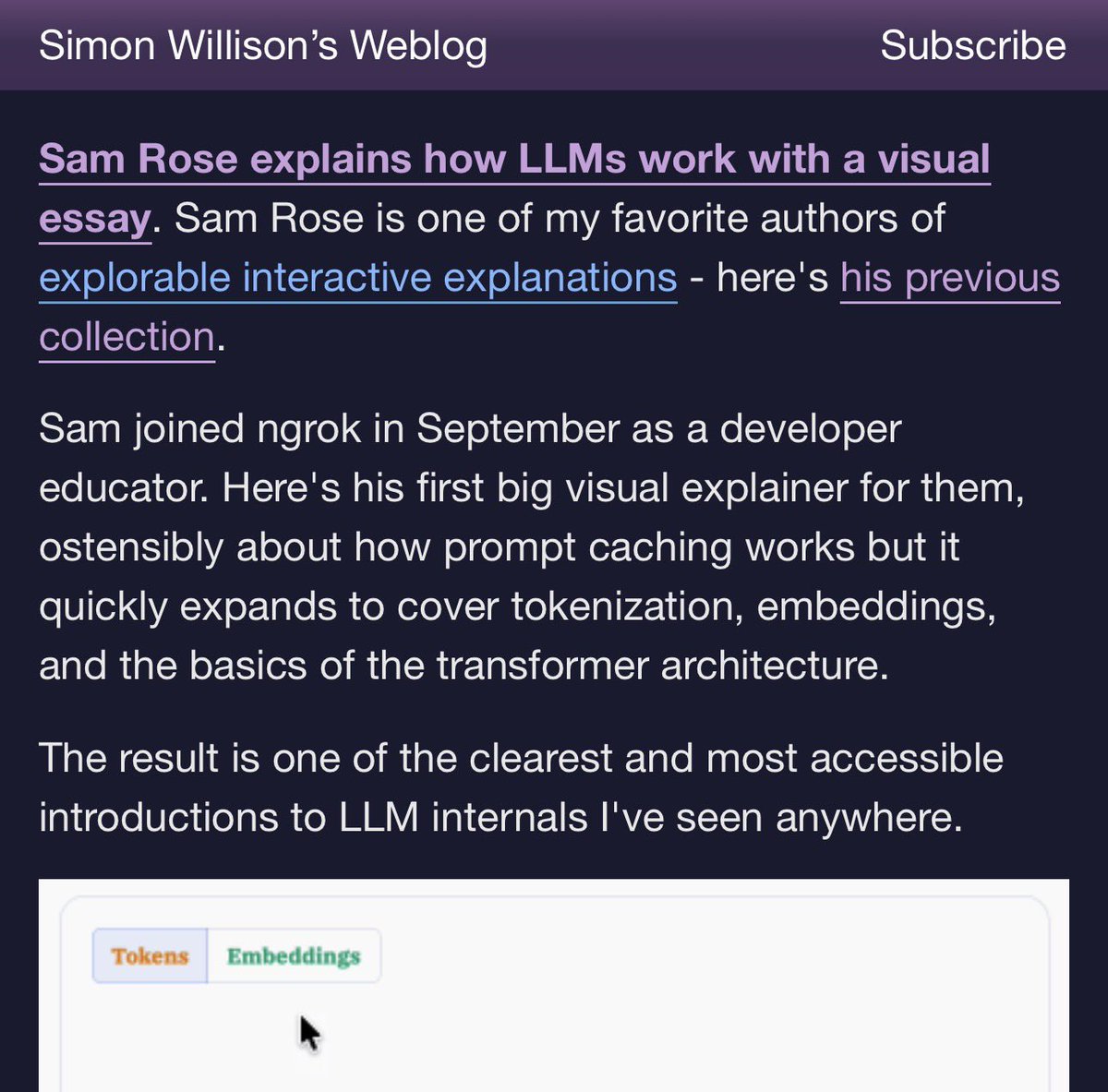 samwhoo's tweet image. This is it. I’ve peaked. There’s nowhere to go from here.

@simonw you’re incredibly kind, thank you so much. I’m glad you enjoyed it.