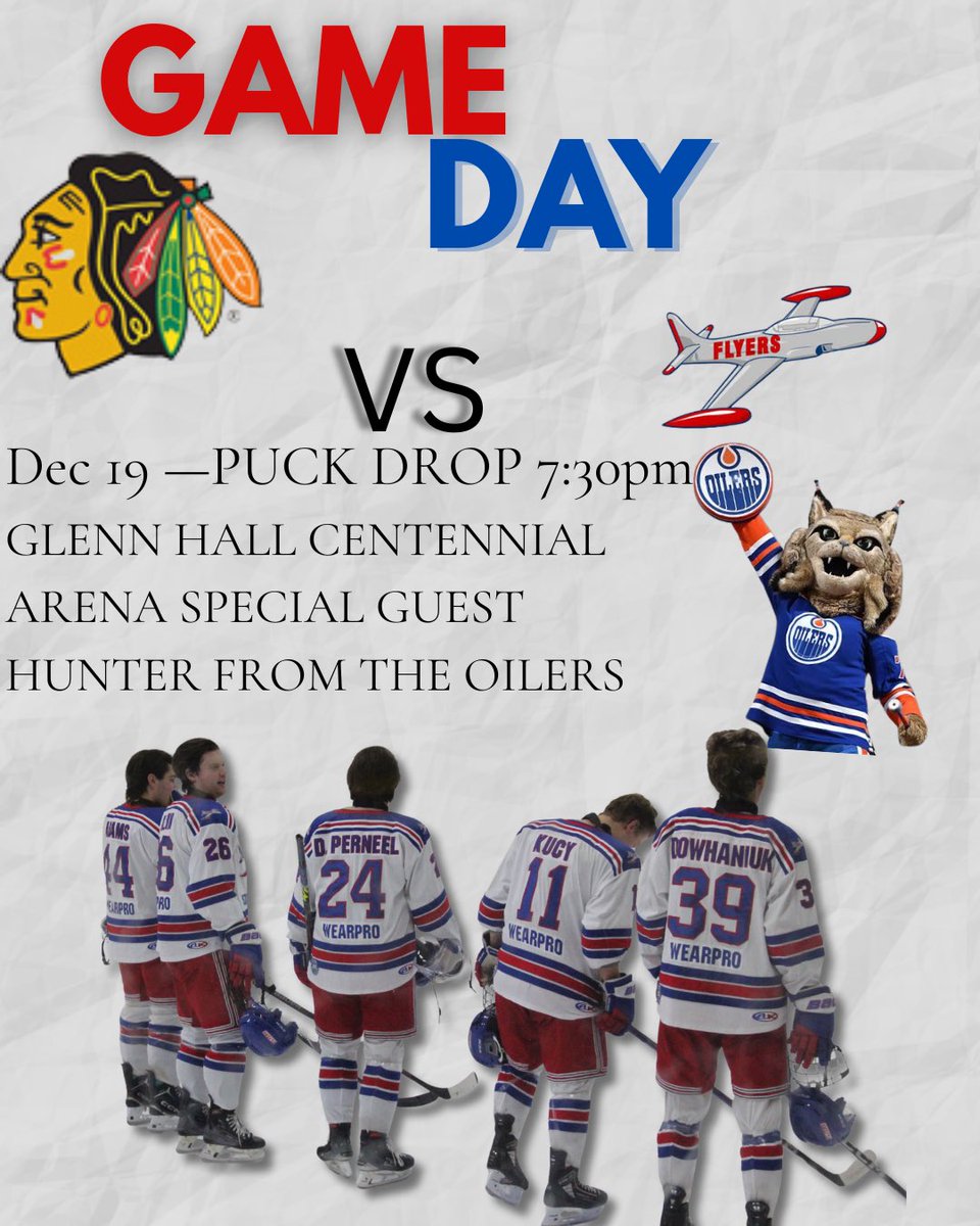 FLYERS VS BEVERLY WARRIORS 

THE FLYERS AND HUNTER ARE BACK IN TOWN COME OUT FOR OUR FUN FAMILY EVENT NIGHT

@ 7:30 pm 
📍GLENN HALL ARENA
