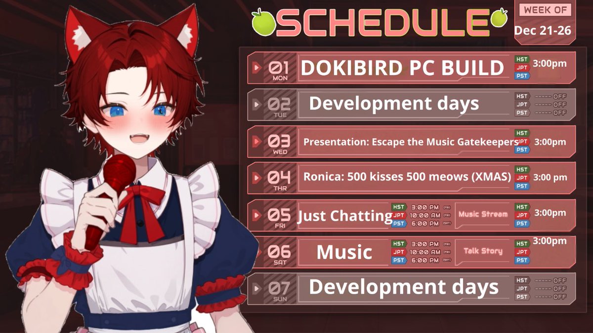 RonSWEX's tweet image. My Christmas Schedule is out now! Dokibird PC, Ronica Kisses, SWEX Talk Presentations! Coming soon this week. #schedule