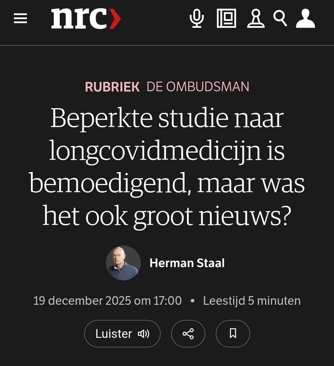 Reflectie van de NRC op hun artikel "Verdovingsmiddel lidocaïne helpt tegen postcovid". Een paar goede punten, zoals dat de kop te stellig is en dat ze wel wat duidelijker mochten zijn over de opzet van het onderzoek en wat dat doet met de bewijskracht. Goed ook om te lezen  dat