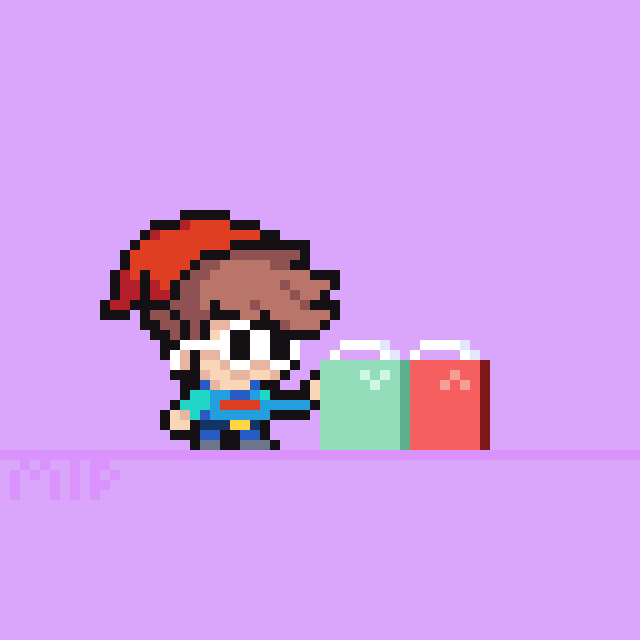 MakeItPixel_'s tweet photo. Day 22 of the Christmas challenge: george is doing some last minute christmas shopping 🎄🛍️ 

#gnffanart #pixelart https://t.co/YV99x3B9QN