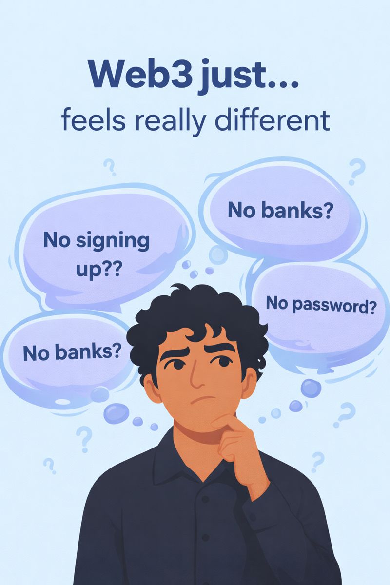 AyuShettyEth's tweet image. Day 9 / 30 or #30DaysOfWeb3

you probably sat there thinking, o"kay… I get wallets now, but what happens next"?

There’s no moment where you “create an account”. No email, no password and no more "OTPs". You open an app, connect your wallet, and that’s it. Without really