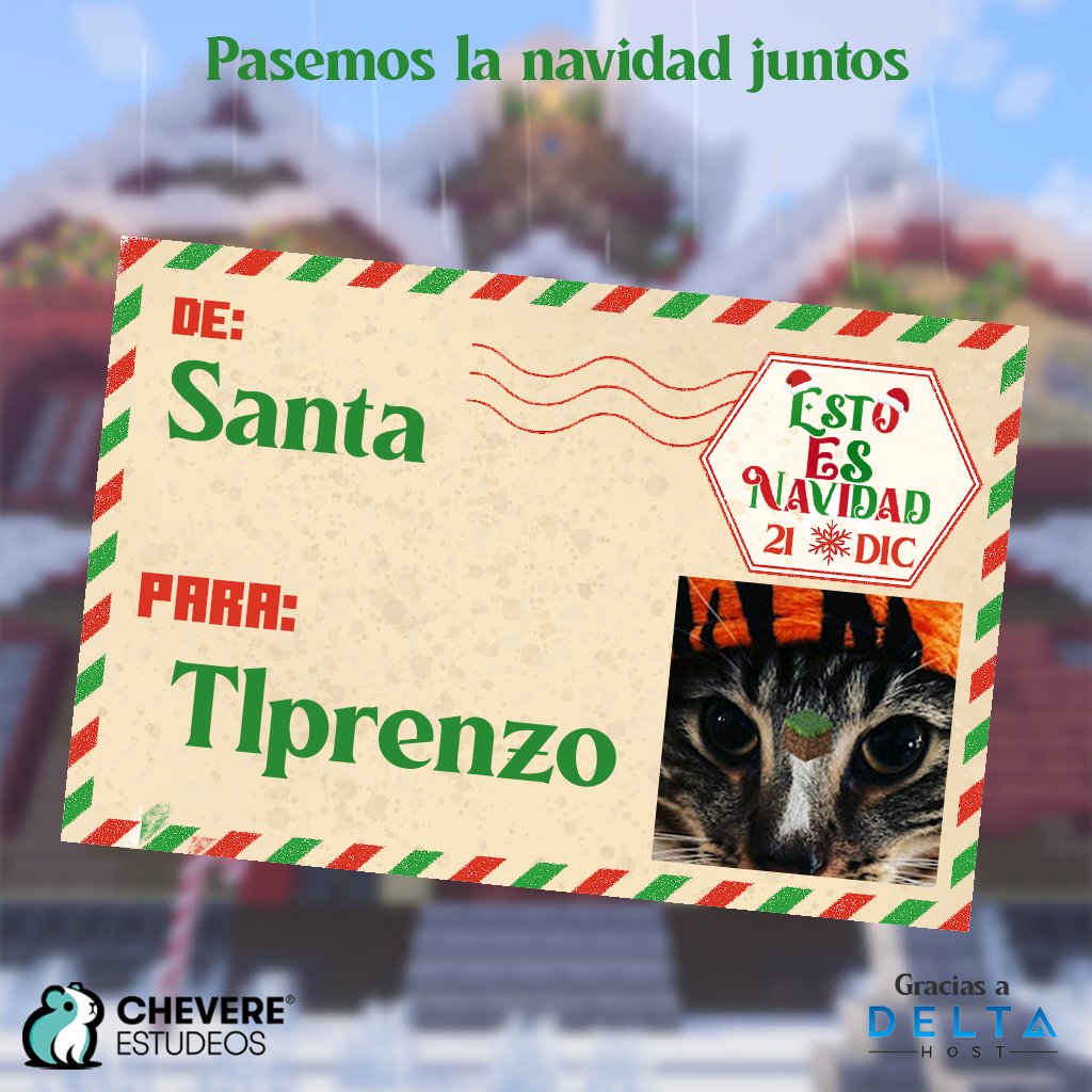 🎄¡Les presentamos al PARTICIPANTE N° 28 de ESTO ES NAVIDAD!

🎅¡Santa no se detiene, quiere más duendes! Bienvenido <a href="/Tlprenzoo/">Tlprenzo</a> !

🔔 Gracias a <a href="/DeltaHostCloud/">DeltaHost</a>
🗓️ Fecha: 21 de diciembre

¿QUIERES PARTICIPAR?
- ETIQUETA A UN AMIGO
- COMENTA EL  POR QUÉ
- Dale RT 🎄