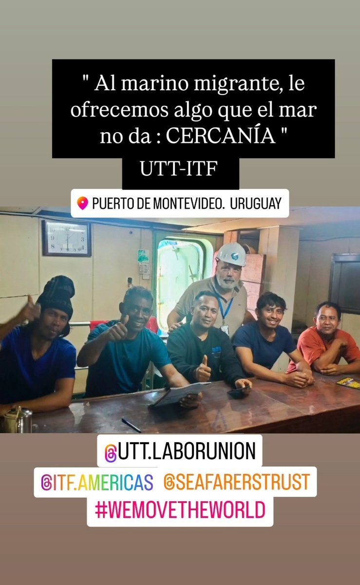 "To The Migrant Seafarer, We Offer Something The Sea Not: CLOSENESS " UTT-ITF Puerto de Montevideo-Uruguay #somositf #wemovetheworld #Humanity