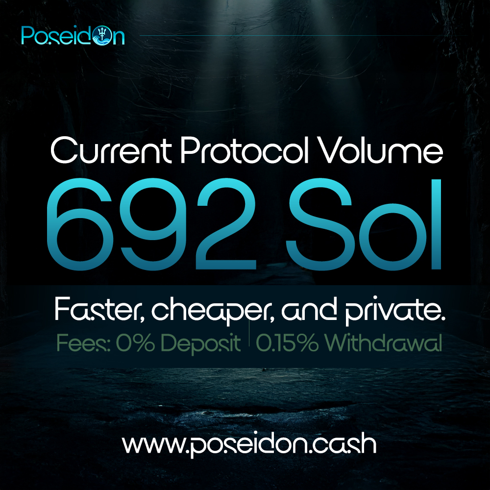 The tide is turning toward privacy on Solana. Users are diving into Poseidon to utilize our superior speed and lower fees. We recently hit a significant milestone, processing our largest single transaction to date, a 50 SOL withdrawal last week. 

Private DeFi is here, and it is